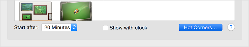 Apple Screen saver settings tab set time display Apple Screen saver settings tab set time display