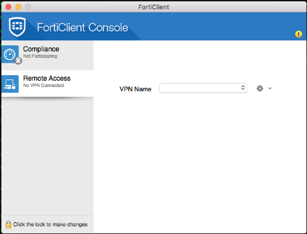 OSX forticlient console page display